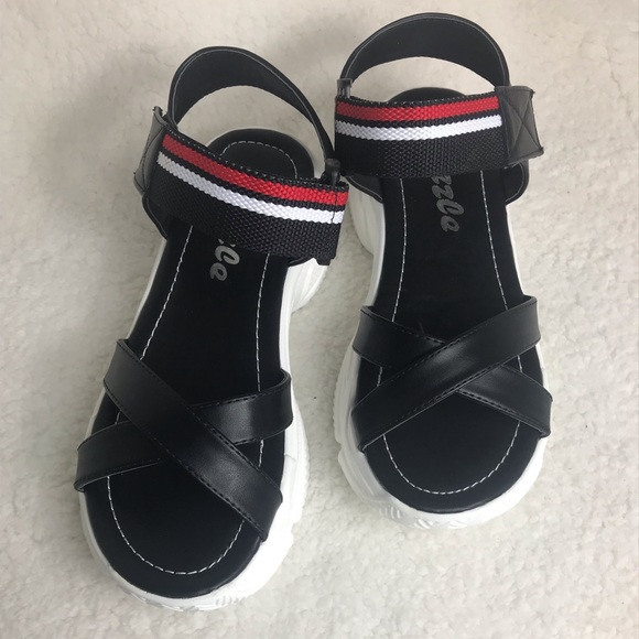 Black White Platform Sneaker Sandals - Picture 3 of 5